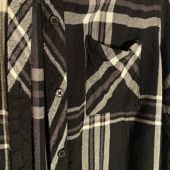 Rails Women's size Small Black White Plaid Flannel Button Down Long Sleeve Shirt - Picture 3 of 8